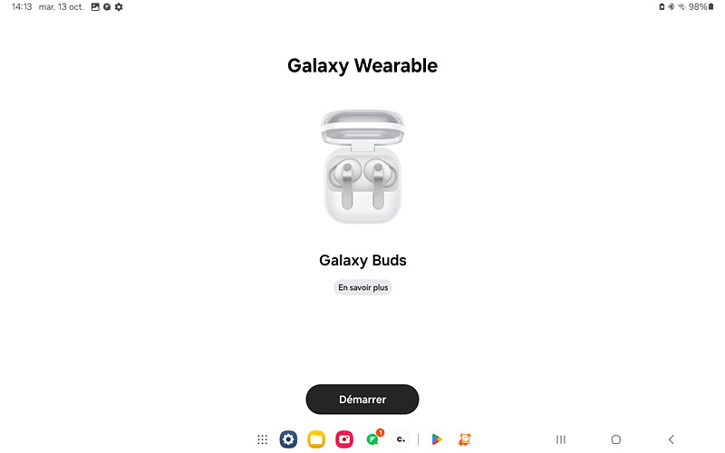 Galaxy buds4 sur Galaxy tab A8 - Appli Wearable