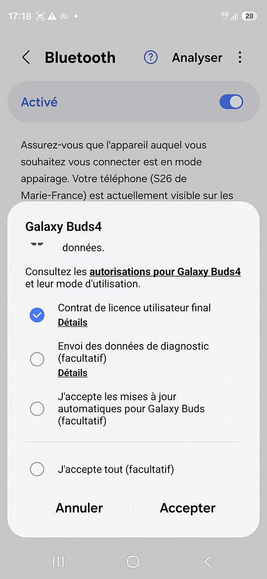 Galaxy Buds4 sur le S26 - Politique de confidentialité