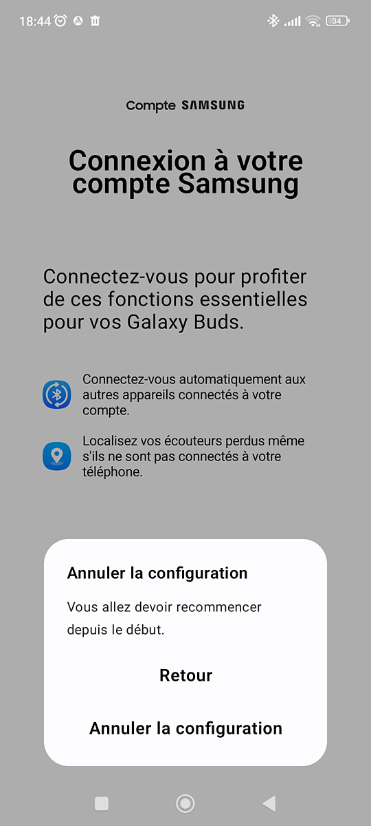 Application Galaxy Wearables exige un compte Samsung