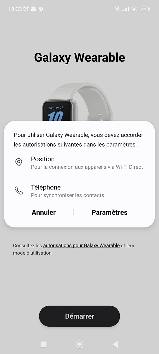 Application Galaxy Wearables et ses exigences